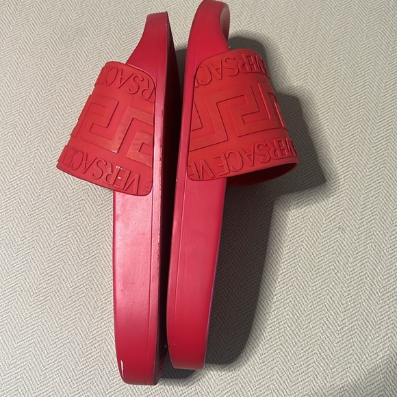Versace Greca Print Red Slides Flip Flops Size 42 - Picture 6 of 9